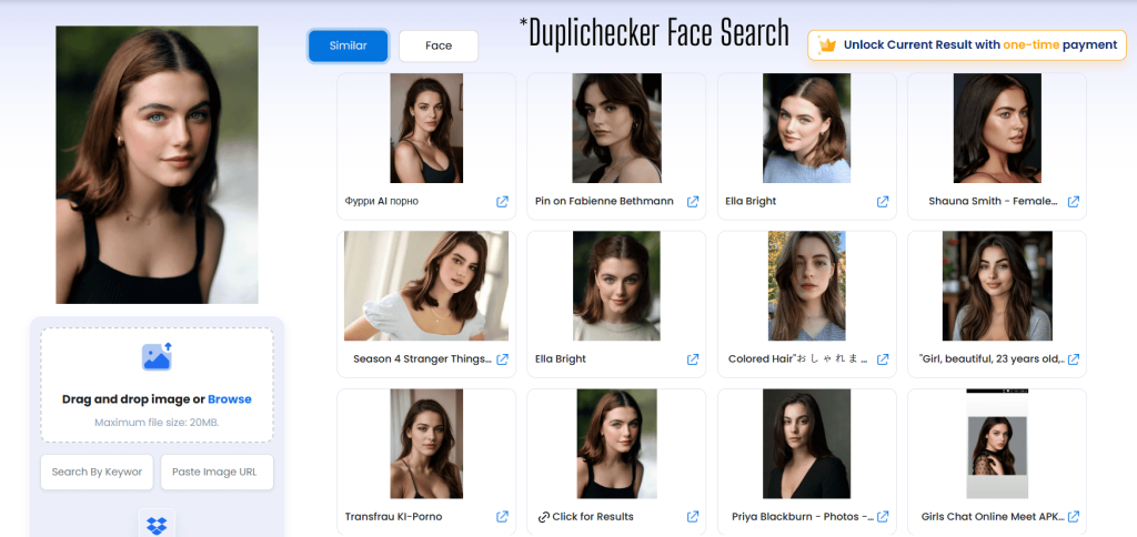 Duplichecker face search