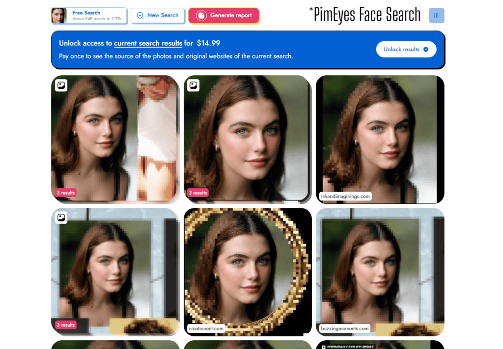 PimEyes reverse image search test