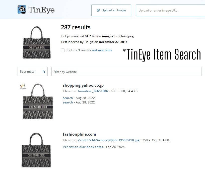 TinEye Item Search