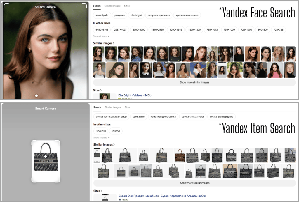 Yandex reverse image search test