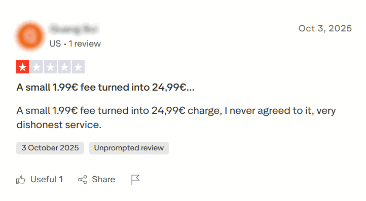 then later being charged 25 bucks