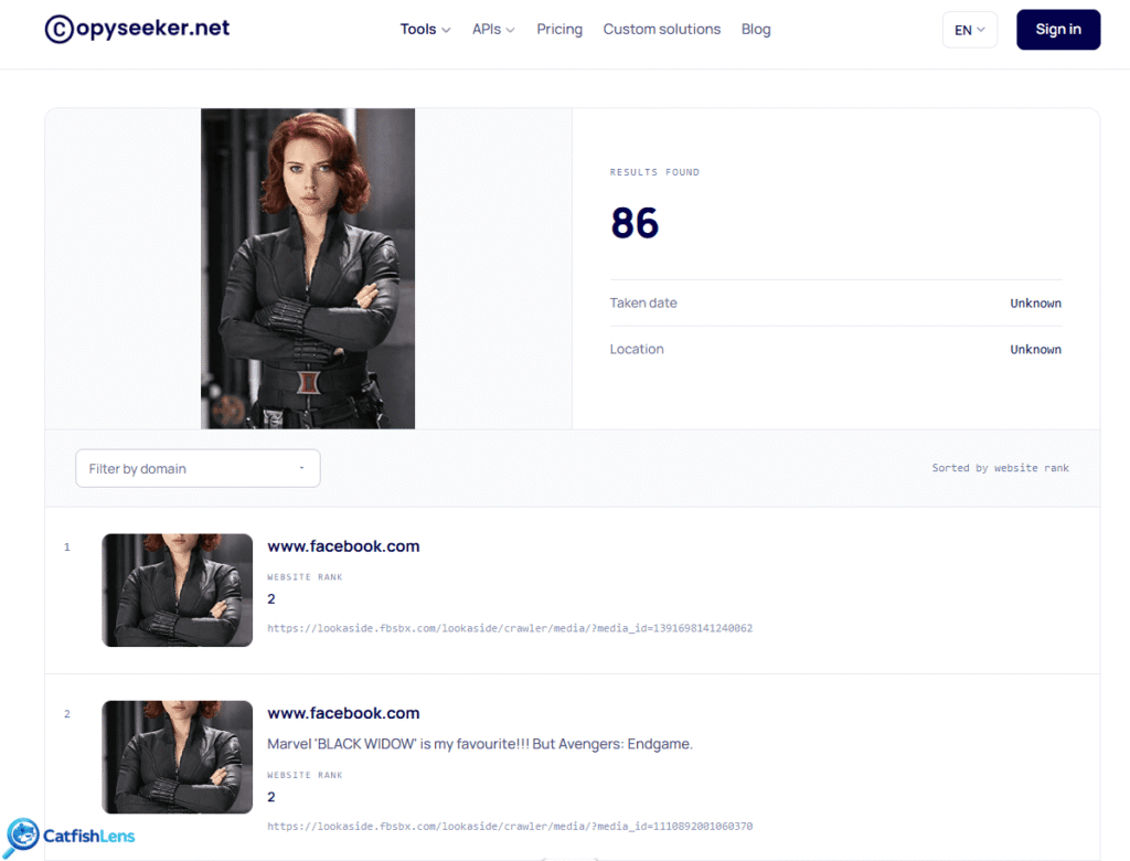 CopySeeker Scarlett Johansson Face Search Results