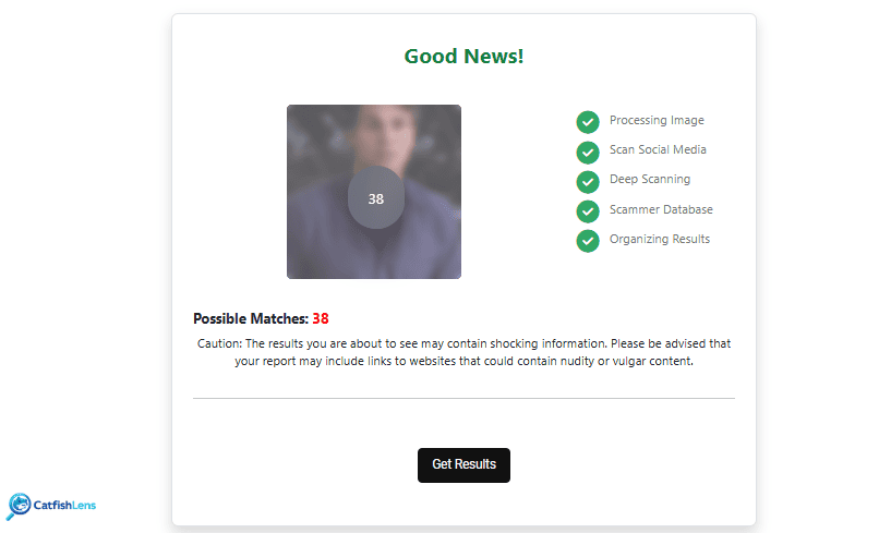 ProFaceFinder facial recognition matches